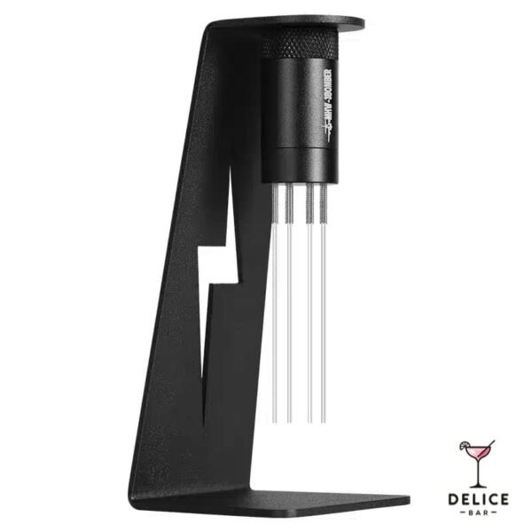 Agitateur café inox avec support magnétique noir pour poser l'agitateur