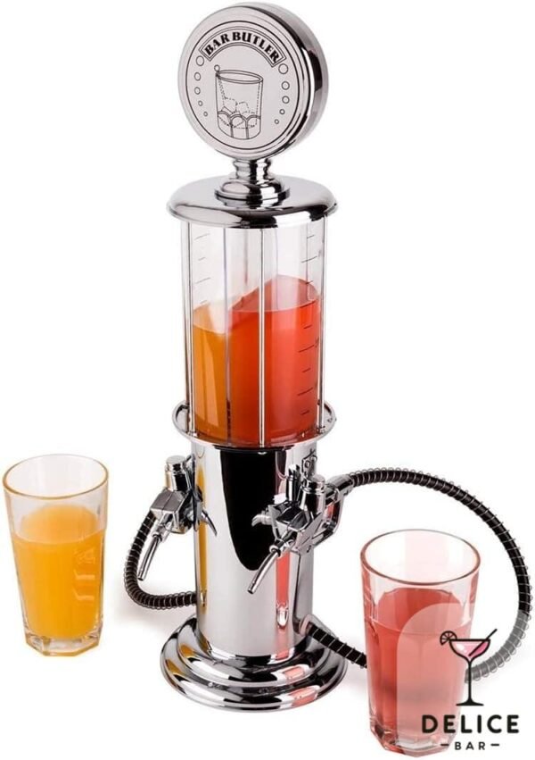 Distributeur de boisson avec deux pompes en acier inoxydable et verre pour visualiser les boissons
