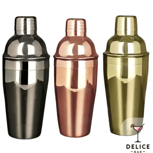 3 Shakers en acier inoxydable 550ml de couleur , noir, or et rose or