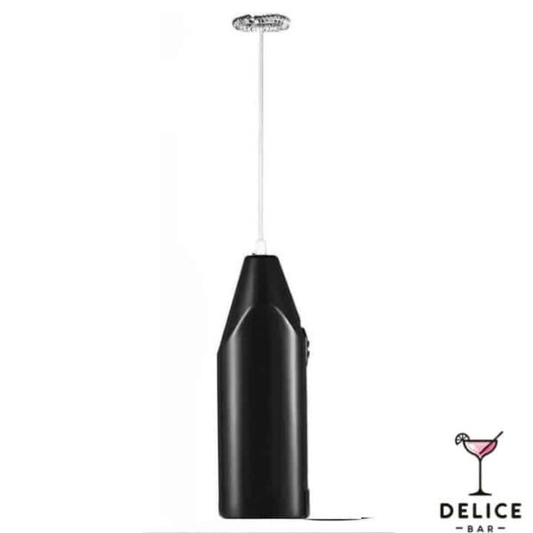 Fouet melangeur noir en plastique et acier inoxydable pour le café