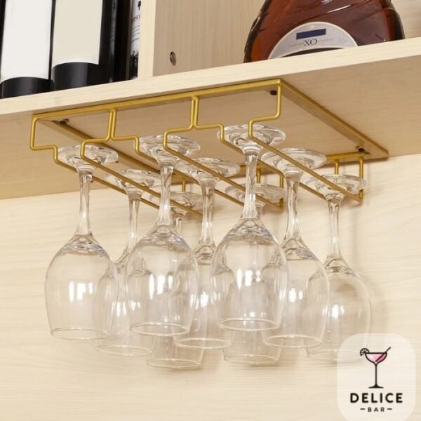 Porte verre suspendu bar 3 compartiments – Image 4