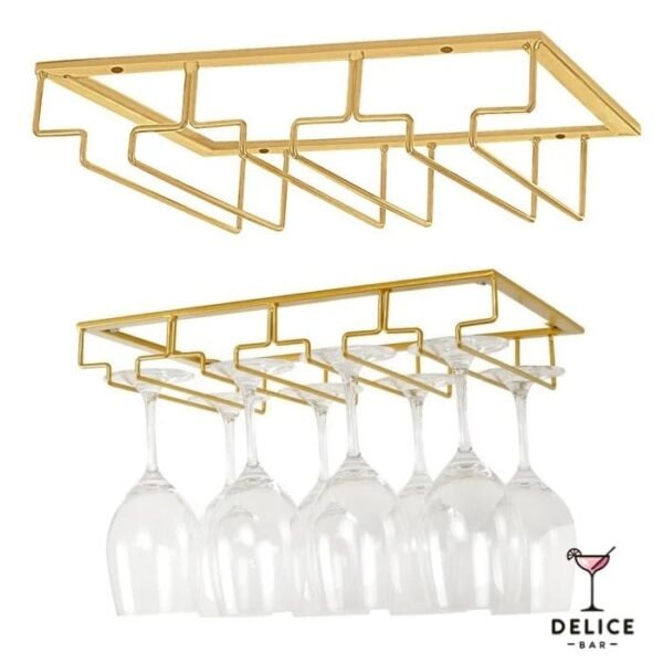 Porte verre suspendu bar à 4 compartiments – Image 2