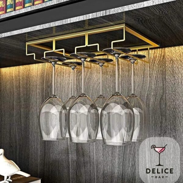 Porte verre suspendu bar 3 compartiments – Image 2