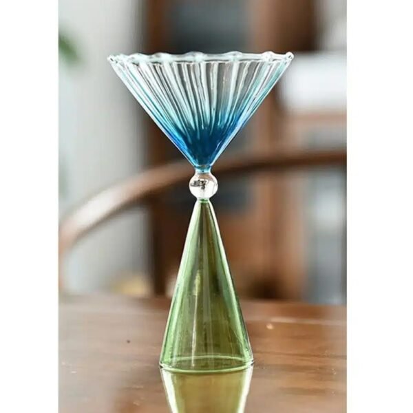 Verre à martini 150 ml – création originale avec pied vert conique et coupe bleu x2 – Image 2