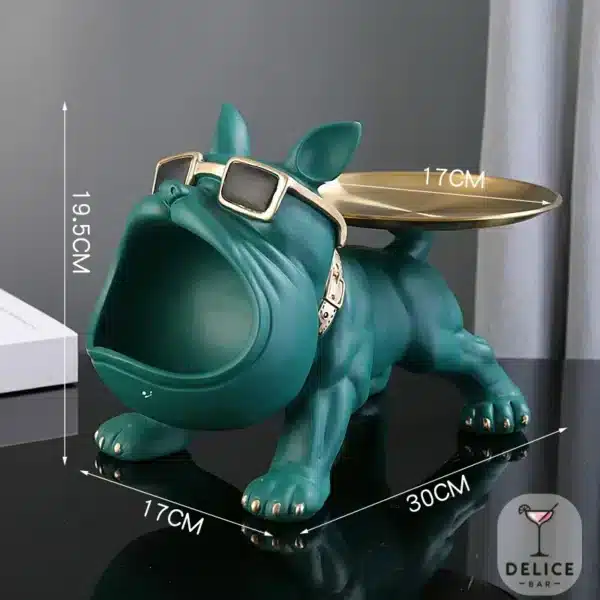 Déco bar bulldog pour tips, bonbons et petits accessoires - vert jade