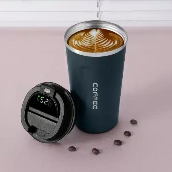 Tasse thermos café affichage LED avec anse 12