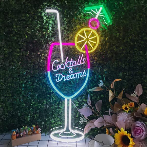 Enseigne Néon – Verre Cocktails & Dreams