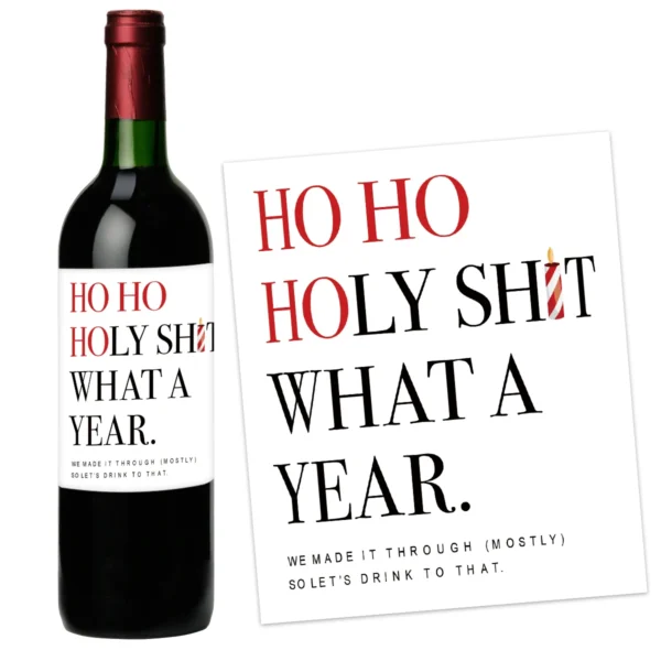 Etiquettes bouteille de vin humoristique Noel x6 7