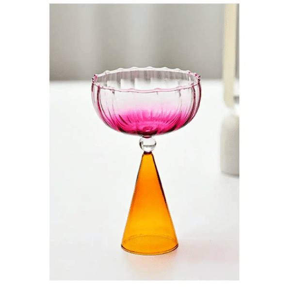 Verre à cocktail 220 ml – création originale avec pied orange conique et coupe rose x2 – Image 2