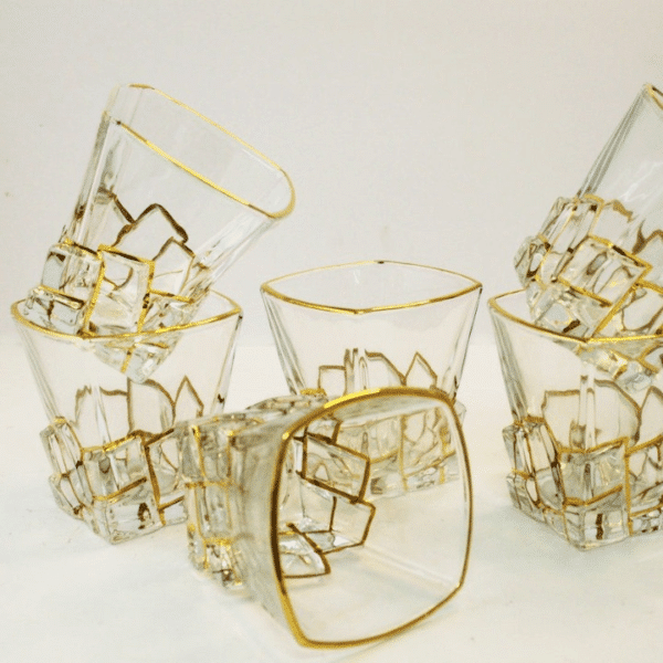 Verre à whisky cristal doré structure grillagée – Image 4
