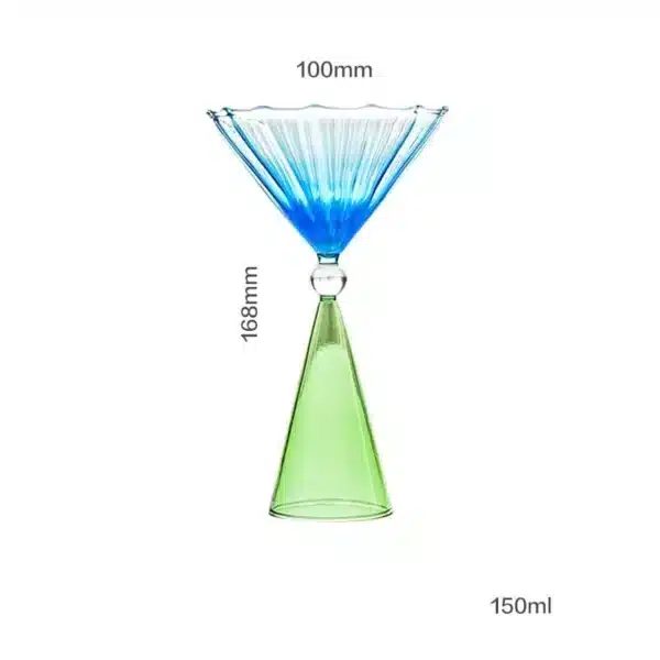 Verre à cocktail 220 ml – création originale avec pied orange conique et coupe rose soufflée 8