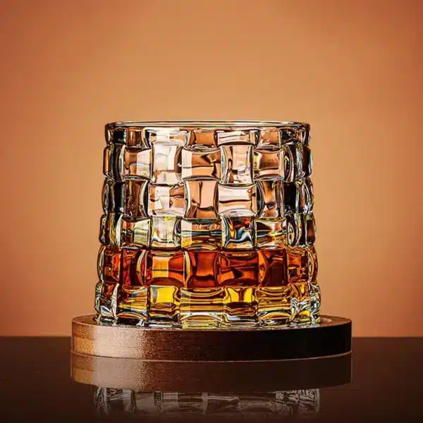 Verre à whisky rotatif avec dessous bambou 6