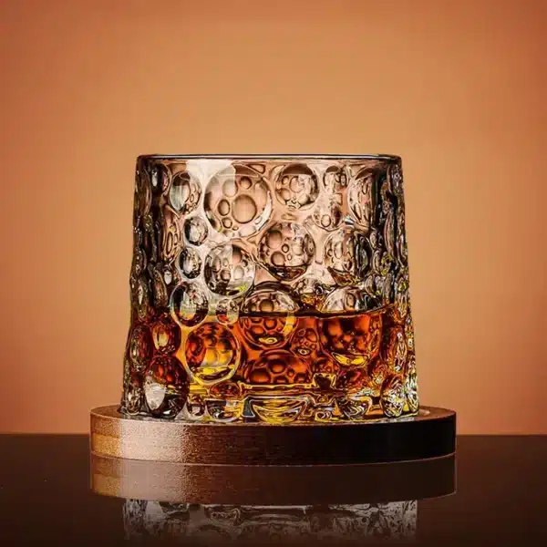 Verre à whisky rotatif avec dessous bambou 5