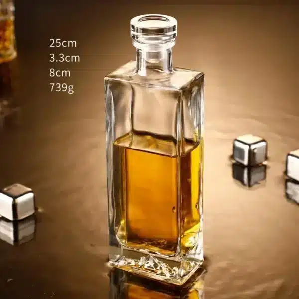 Bouteille apothicaire verre rainuré avec bouchon bois naturel 13