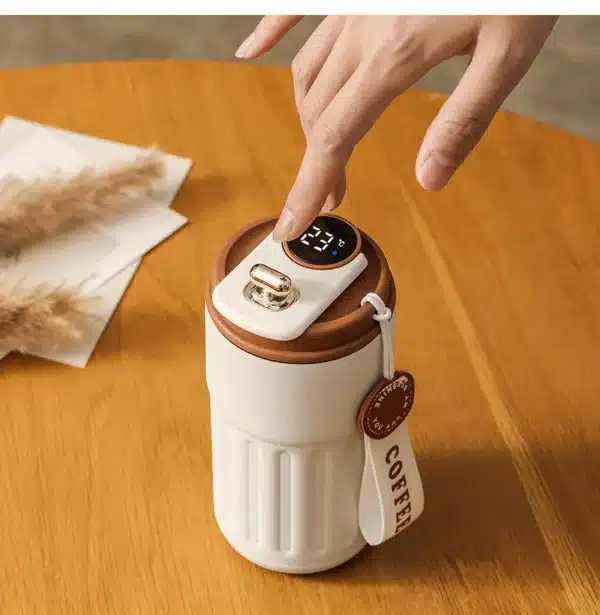 Tasse thermos café affichage LED avec anse 19