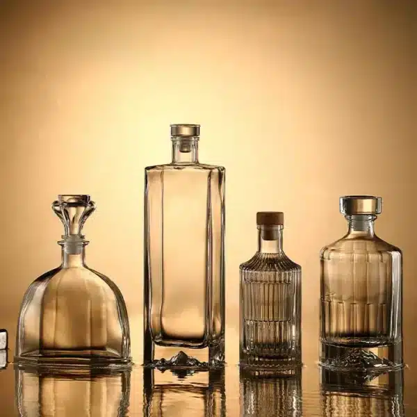 Bouteille apothicaire verre rainuré avec bouchon bois naturel 6