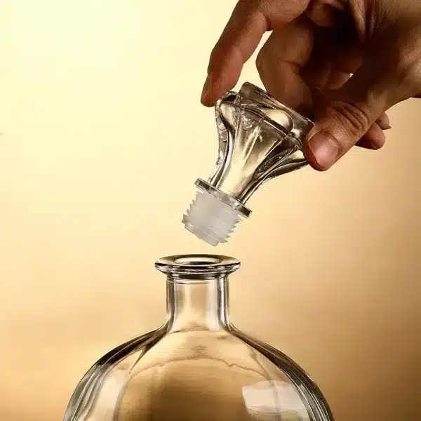Bouteille apothicaire verre rainuré avec bouchon bois naturel 5