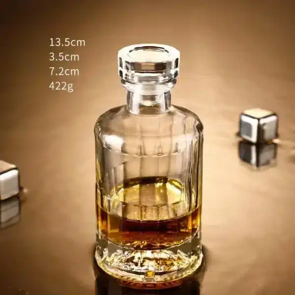 Bouteille apothicaire verre rainuré avec bouchon bois naturel 15