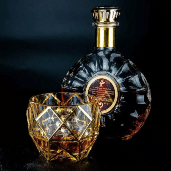 Verre à whisky cristal doré facettes en losanges – Image 4