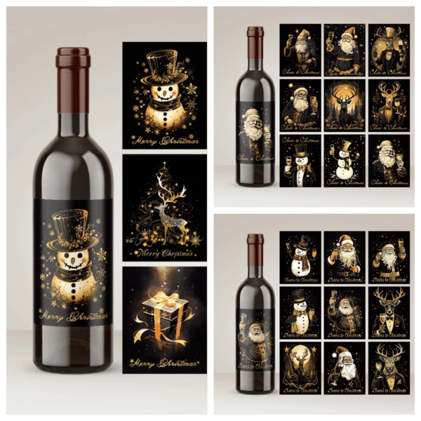 Etiquettes autocollantes collection Noel Gold x9 – Image 5