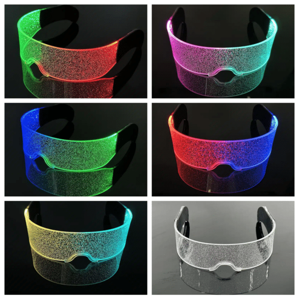 Lunettes néon LED effet pailleté - clubbing – Image 4