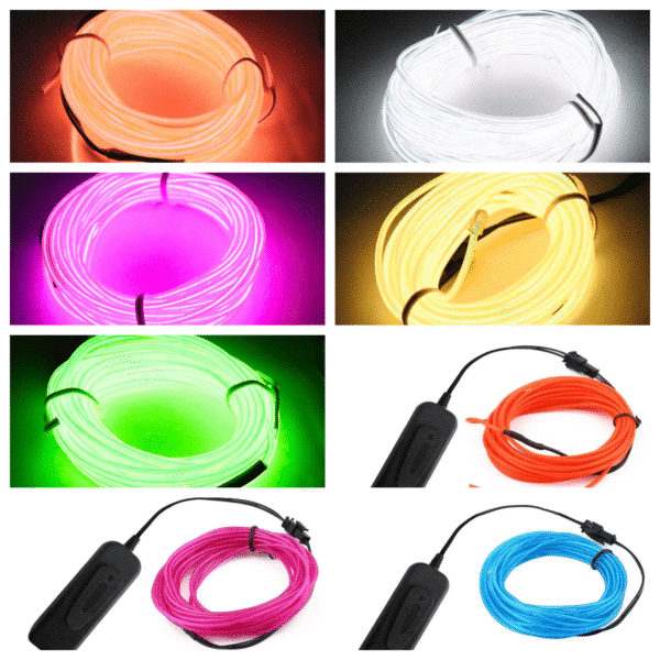 Fil LED néon 3m - pour costumes, déco et soirées – Image 3