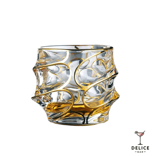Verre à whisky cristal doré ondulations circulaires