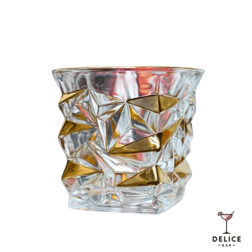 Verre à whisky cristal doré relief anguleux
