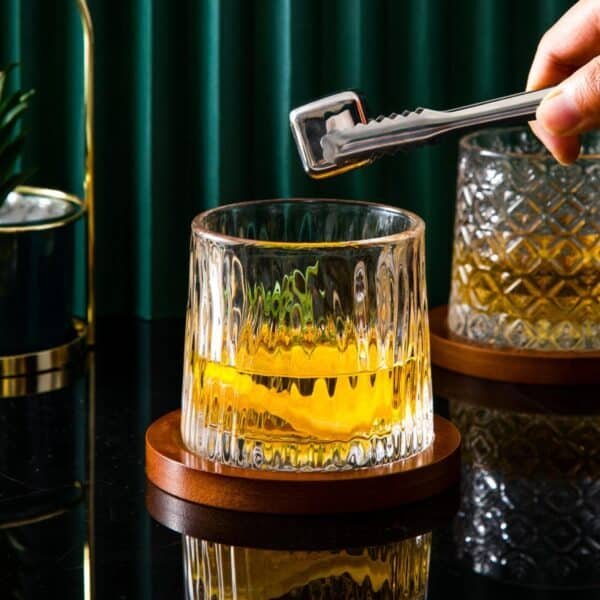 Verre à whisky rotatif avec dessous bambou - motif vagues – Image 6