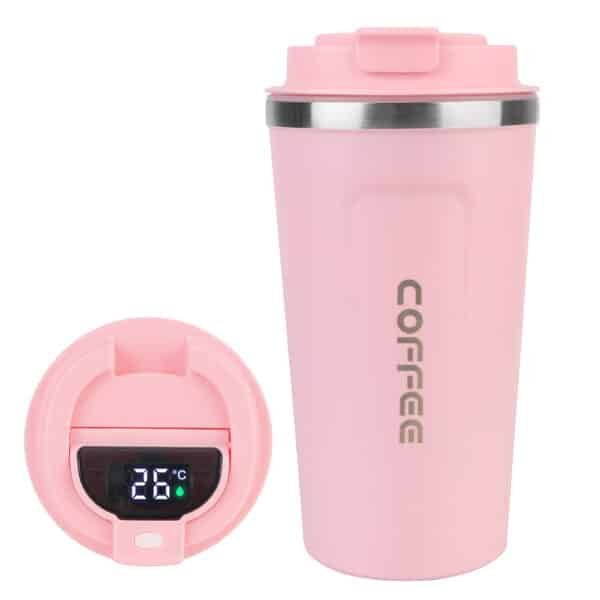 Tasse thermos café affichage LED - rose – Image 2