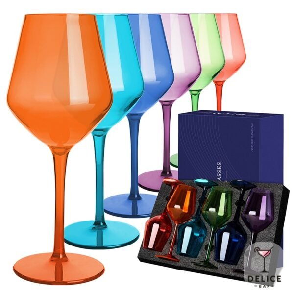 Coffret 6 verres à vin colorés en plastique – Image 2