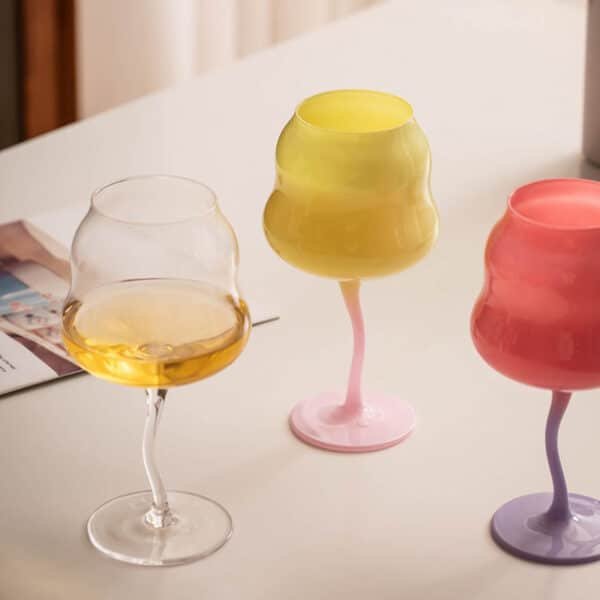 Verre à cocktail 450ml design fantaisie ondulé - transparent – Image 2