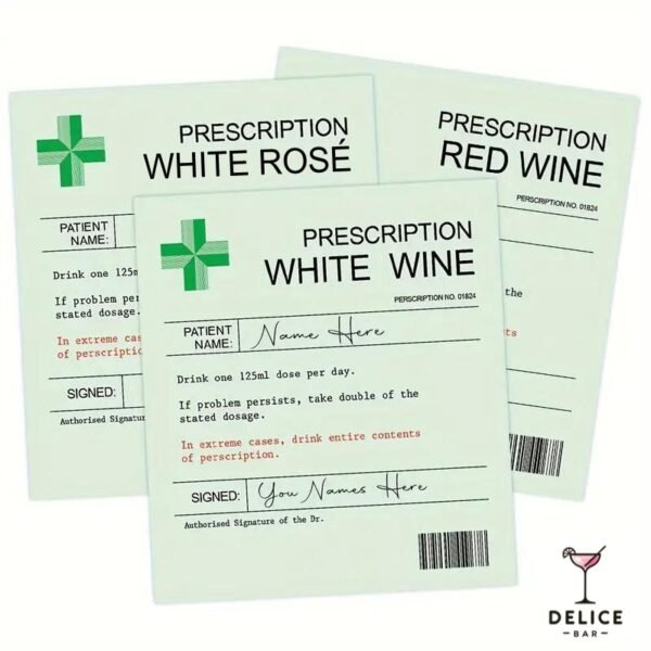 Étiquettes pour bouteille de vin - Prescription Vin – kit fun x6