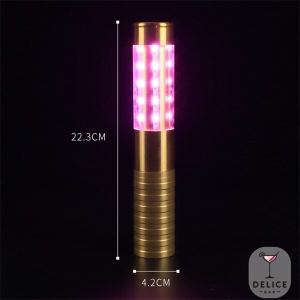 Bâton Led bouteille 23 cm or - Lumière Colorée - Rose