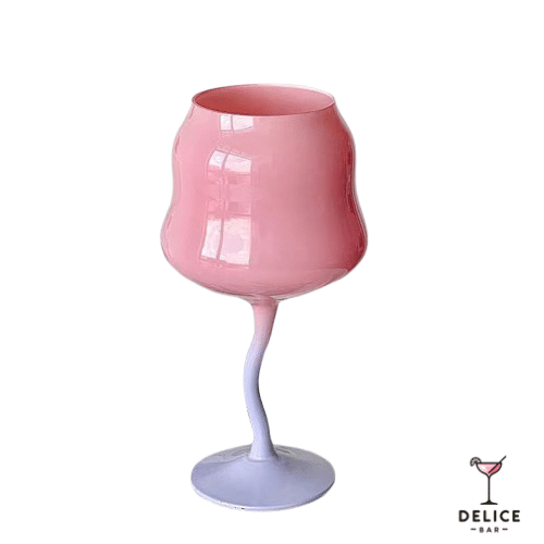 Verre à cocktail 450ml design fantaisie ondulé - rose bonbon