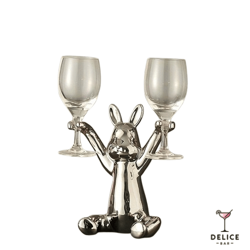 Porte-verres design lapin argenté