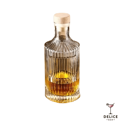 Bouteille apothicaire verre rainuré avec bouchon bois naturel - 250ml