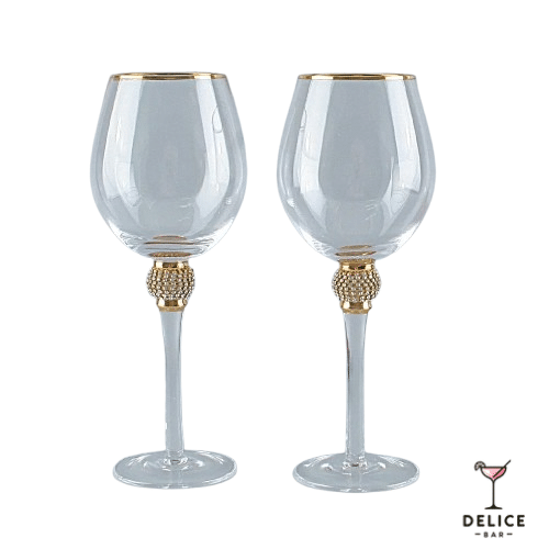 Set de verre à vin liseré or et pied strass