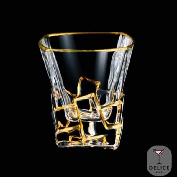 verre à whisky cristal doré structure grillagée