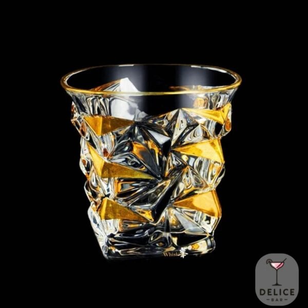 Verre à whisky cristal doré relief anguleux – Image 5